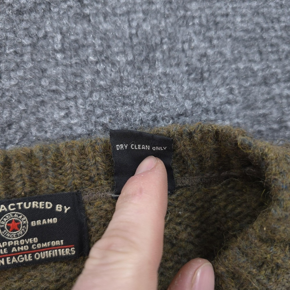 Vintage American Eagle Sweater Mens Medium Green Wool Crew Neck Knit 90s‎ Y2K - Picture 4 of 10